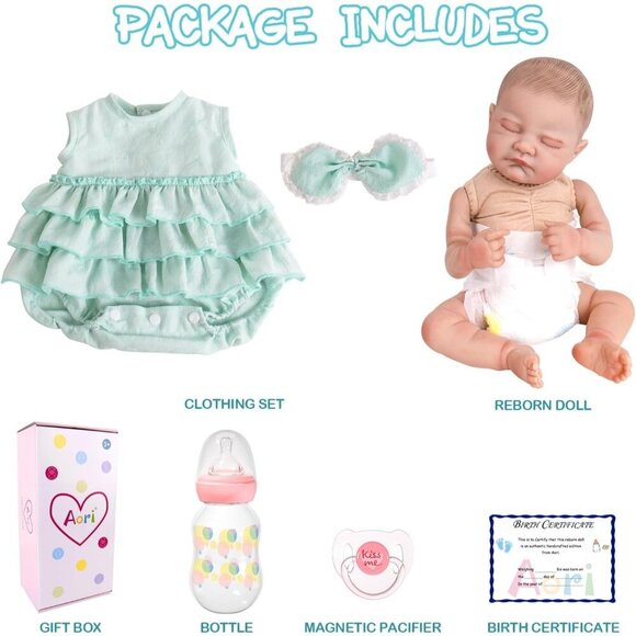 20 '' Sleeping Realistic Newborn Baby Girl with Doll Accessories for Girls 3+ - Picture 7 of 7